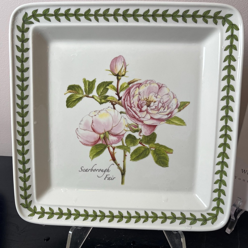 Portmeirion Botanic Roses Serving Plate Square Warm Wishes David Austen Roses